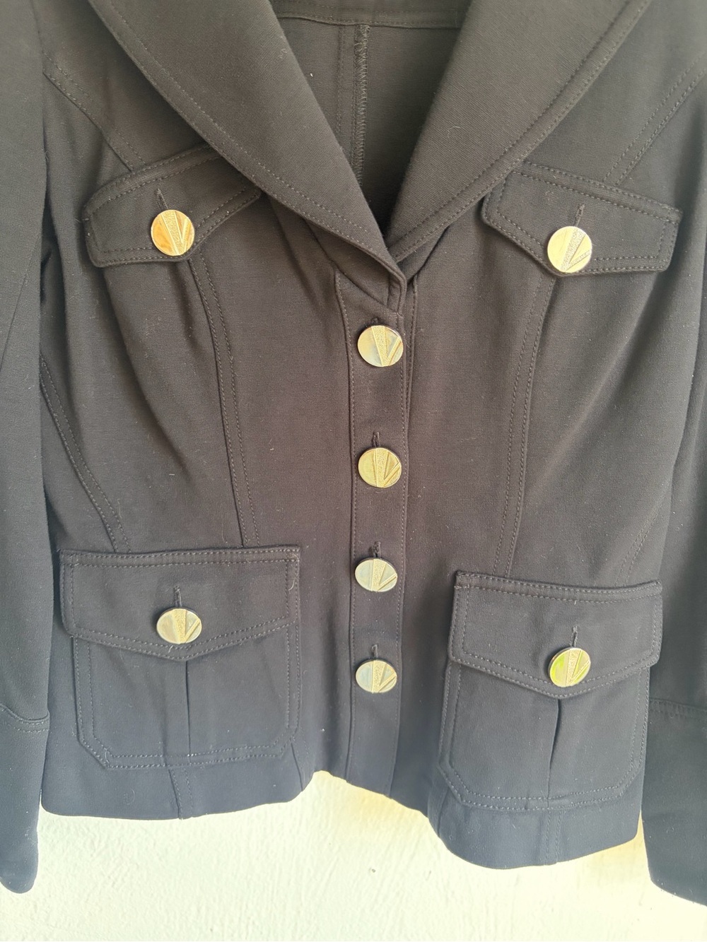 Cache Black Military-Style Blazer with Silver Buttons - Picture 3 of 10
